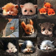 Load image into Gallery viewer, Women Pocket Animal Pet Doll Toy Wool Needle felting Kit DIY Non finished Dog Cat Fox Head Decor